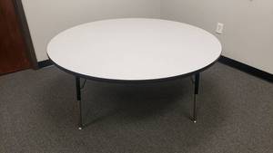 lot 343 image: Round Adjustable Height Classroom Table.  60 Wide