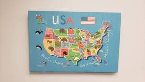 lot 345 image: Really Cool USA Map.  Perfect for Classroom to Kids Room.  36 Wide