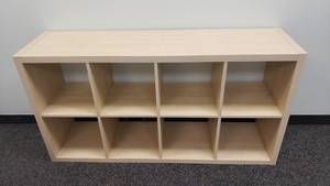 lot 359 image: Ikea Kallax Natural 8 Shelf Shelving Unit.  Measures 59 x 31 x 15