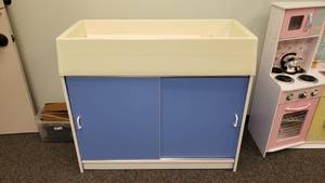 lot 372 image: Nursery Baby Changing Station w Cabinet.  Includes Everyting In Cabinet