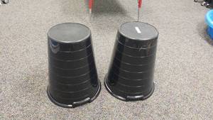 lot 397 image: Lot of 2 Ikea Evert Stacking Stools.  2 Black.