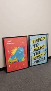 lot 401 image: Lot of 2 Glass Framed Positive Reminders.  Frames 24 x 36