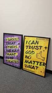 lot 402 image: Lot of 2 Glass Framed Positive Reminders.  Frames 24 x 36