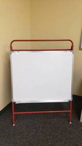 lot 407 image: Excellerations Multi-Use Double Sided Learning Easel.  Dry erase on one side, felt on the other.