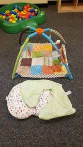 lot 430 image: Lot of Nursery Items.  Play Gym & Boppy Feeding Pillow
