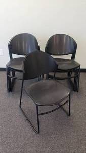 lot 437 image: Lot of 8 Black Textured Stacking Chairs.  Lightweight but VERY sturdy