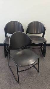 lot 438 image: Lot of 8 Black Textured Stacking Chairs.  Lightweight but VERY sturdy