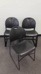 lot 439 image: Lot of 8 Black Textured Stacking Chairs.  Lightweight but VERY sturdy
