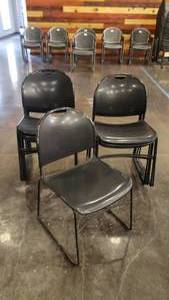 lot 171 image: Lot of 12 Black Textured Stacking Chairs.  Lightweight but VERY sturdy