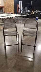 lot 198 image: Lot of 2 Tall Bartsool Height Industrial Style Chairs