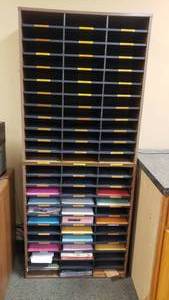 lot 453 image: Paper Organizer Cabinet w 72 Compartments.  69 x 29 x 12