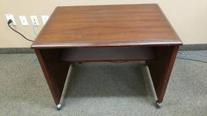 lot 456 image: Wooden Rolling Desk.  37 x 28 x 26