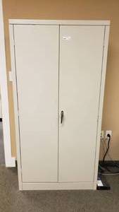 lot 471 image: Edsal Metal Locking Cabinet w Key.  Contents NOT Included.  72 x 36 x 18