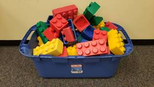 lot 488 image: Large Tote Full of Foam Building Blocks