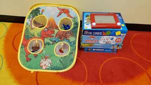 lot 495 image: Lot of Kids Games.  Bean Bag toss, Etch-A-Sketch & Much More