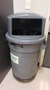lot 507 image: Brute Commercial Trash Can w Rolling Dolly & Top Lid
