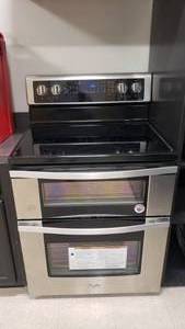 lot 515 image: WOW  Whirlpool Gold Series Glass top 5 Burner 4.2 Cu Ft & 2.5 CuFt. Freestanding Electric Double Oven