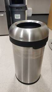 lot 525 image: Simple Human Stainless Steel Bullet Open Mouth 60L Trash Can, Model CW14017