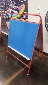 lot 527 image: Excellerations Multi-Use Double Sided Learning Easel.  Dry erase on one side, felt on the other.