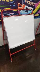lot 528 image: Excellerations Multi-Use Double Sided Learning Easel.  Dry erase on one side, felt on the other.