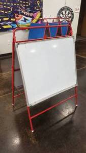 lot 530 image: Excellerations Multi-Use Double Sided Learning Easel.  Dry erase on one side, felt on the other.
