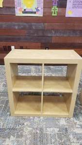 lot 540 image: Ikea Kallax Natural 4 Shelf Shelving Unit.  Measures 31 x 31 x 15