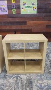 lot 542 image: Ikea Kallax Natural 4 Shelf Shelving Unit.  Measures 31 x 31 x 15