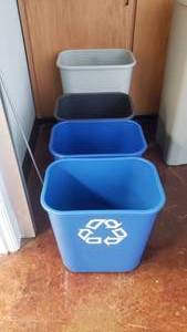 lot 555 image: Lot of 4 Trash Cans.  Recycling & More