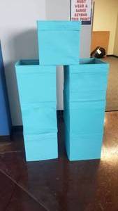 lot 559 image: Lot of 7 Teal Storage Bins.  Fit Perfectly in the Ikea Kallax