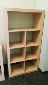 lot 563 image: Ikea Kallax Natural 7 Shelf Shelving Unit. Measures 59 x 31 x 15