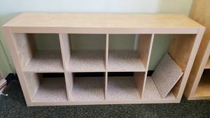 lot 564 image: Ikea Kallax Natural 8 Shelf Shelving Unit.  Measures 59 x 31 x 15