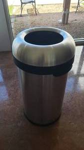lot 583 image: Simple Human Stainless Steel Bullet Open Mouth 60L Trash Can, Model CW14017