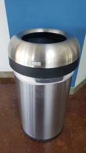 lot 603 image: Simple Human Stainless Steel Bullet Open Mouth 60L Trash Can, Model CW14017
