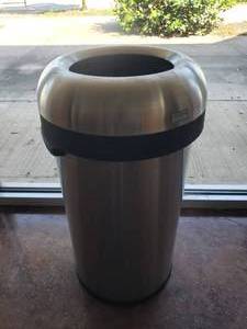 lot 622 image: Simple Human Stainless Steel Bullet Open Mouth 60L Trash Can, Model CW14017