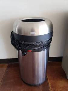 lot 659 image: Simple Human Stainless Steel Bullet Open Mouth 60L Trash Can, Model CW14017