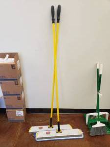 lot 676 image: Lot of 2 Rubbermaid Hygen Floor Mops