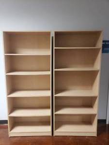 lot 693 image: Lot of 2 Tall Bookcases w Adjustable Shelves.