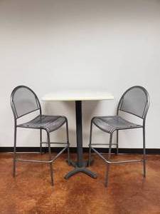 lot 720 image: Lot of 2 Industrial Style Barstools w Table