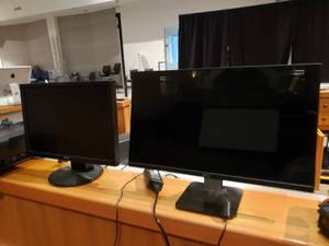 lot 784 image: Lot of 2 Computer Monitors. Dell S2340Mc 23 Monitor & Asus VW199 19 Monitor