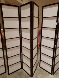 lot 821 image: Wood & Fabric 3 Panel Room Divider
