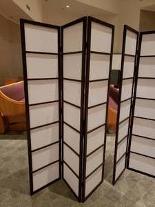 lot 822 image: Wood & Fabric 3 Panel Room Divider