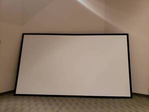 lot 823 image: Elite Screens Cinema Quality Lightweight Movie Projector Screen w Removeable Framing.  170 x 103