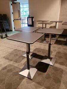 lot 866 image: Lot of 3 Metal Industrial Style Adjustable Height Tables