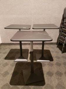 lot 868 image: Lot of 3 Metal Industrial Style Adjustable Height Tables