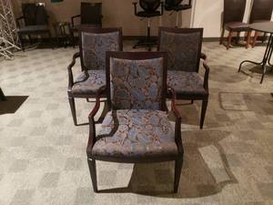 lot 871 image: Lot of 3 Matching Wood Framed Arm Chairs