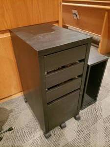 lot 875 image: Ikea Rolling Under Desk Cabinet w Contents Included