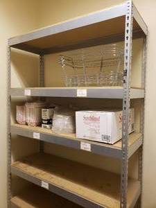 lot 951 image: Contents of Shelf.  Chafing Frames, Food Trays, To Go Containers & More