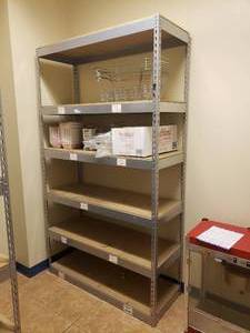 lot 952 image: Metal Shelf.  Contents Not Included. Measures 84 x 48 x 18