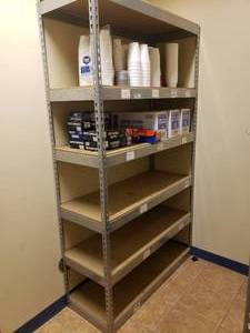 lot 954 image: Metal Shelf.  Contents Not Included. Measures 84 x 48 x 18