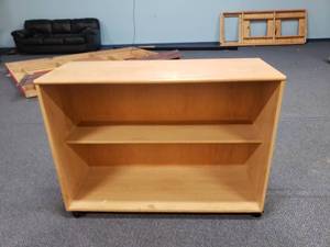 lot 998 image: Wooden Rolling Classroom Storage Bin Cabinet.  Measures 48 x 36 x 18